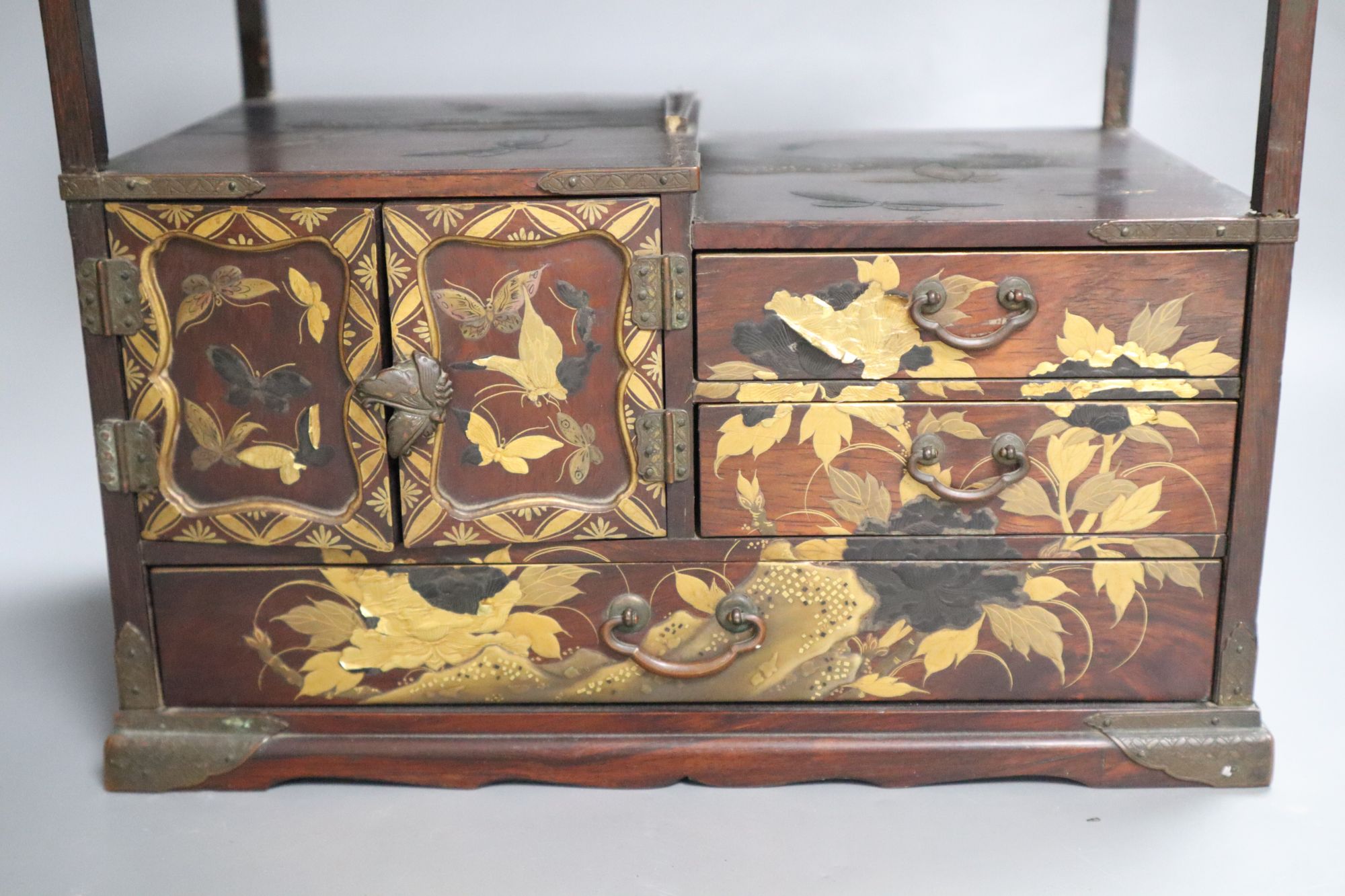 A Japanese lacquered table cabinet, height 26cm